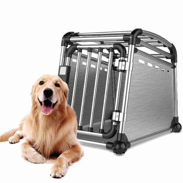 All For Paws Aluminium Dog Travel Crate 56X65x77cm Medium Pet Car Transport Cage Kennel Box Small Animal Supplies