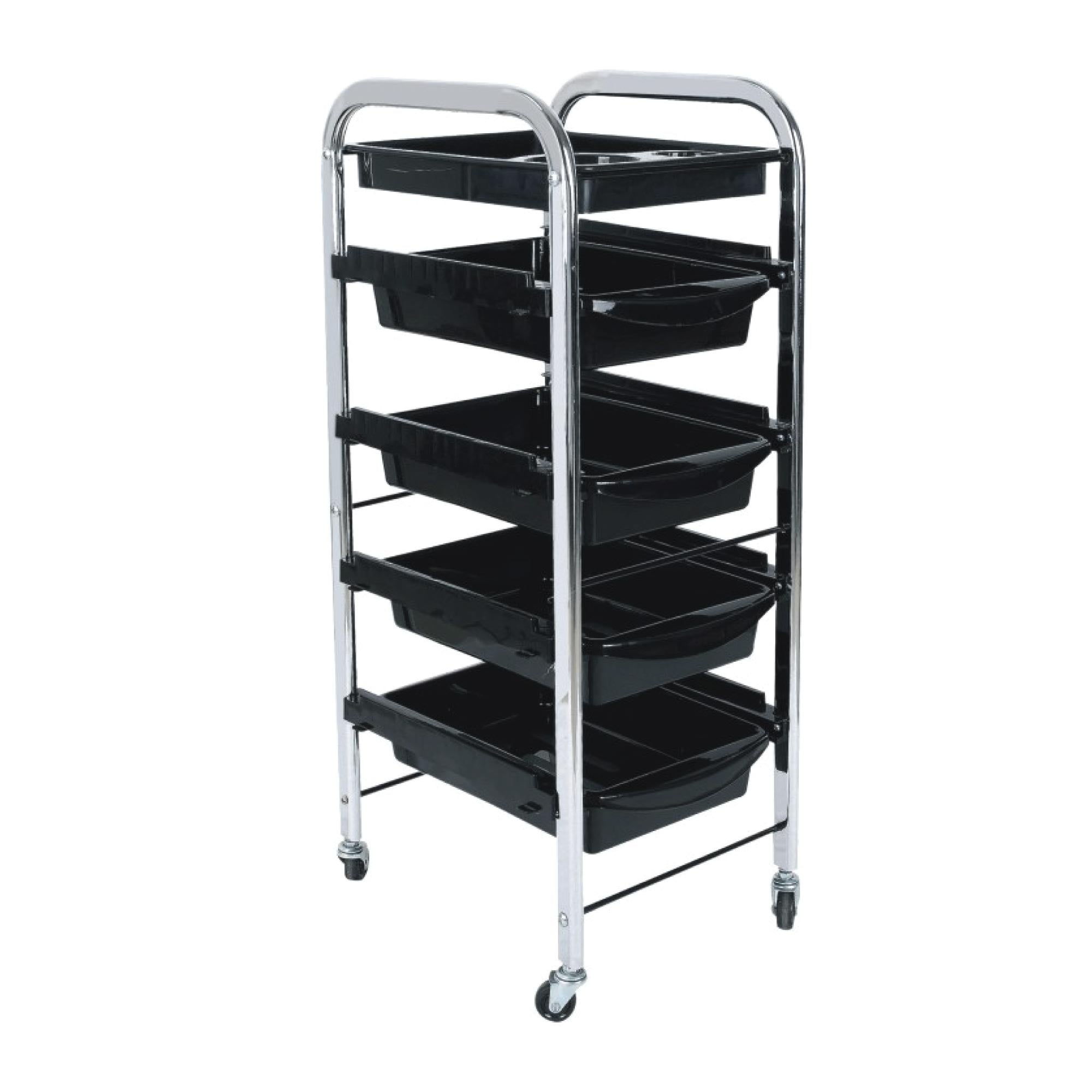 5 Tier Hairdressing Trolley Black 80X40x30 Salon Colour Storage Metal Cart Salon & Spa Supplies
