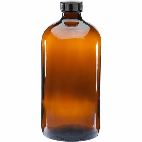 Kitchee 12 X 1L Amber Glass Boston Bottles Screw Cap Empty Essential Oil Bulk Travel Bottles & Containers