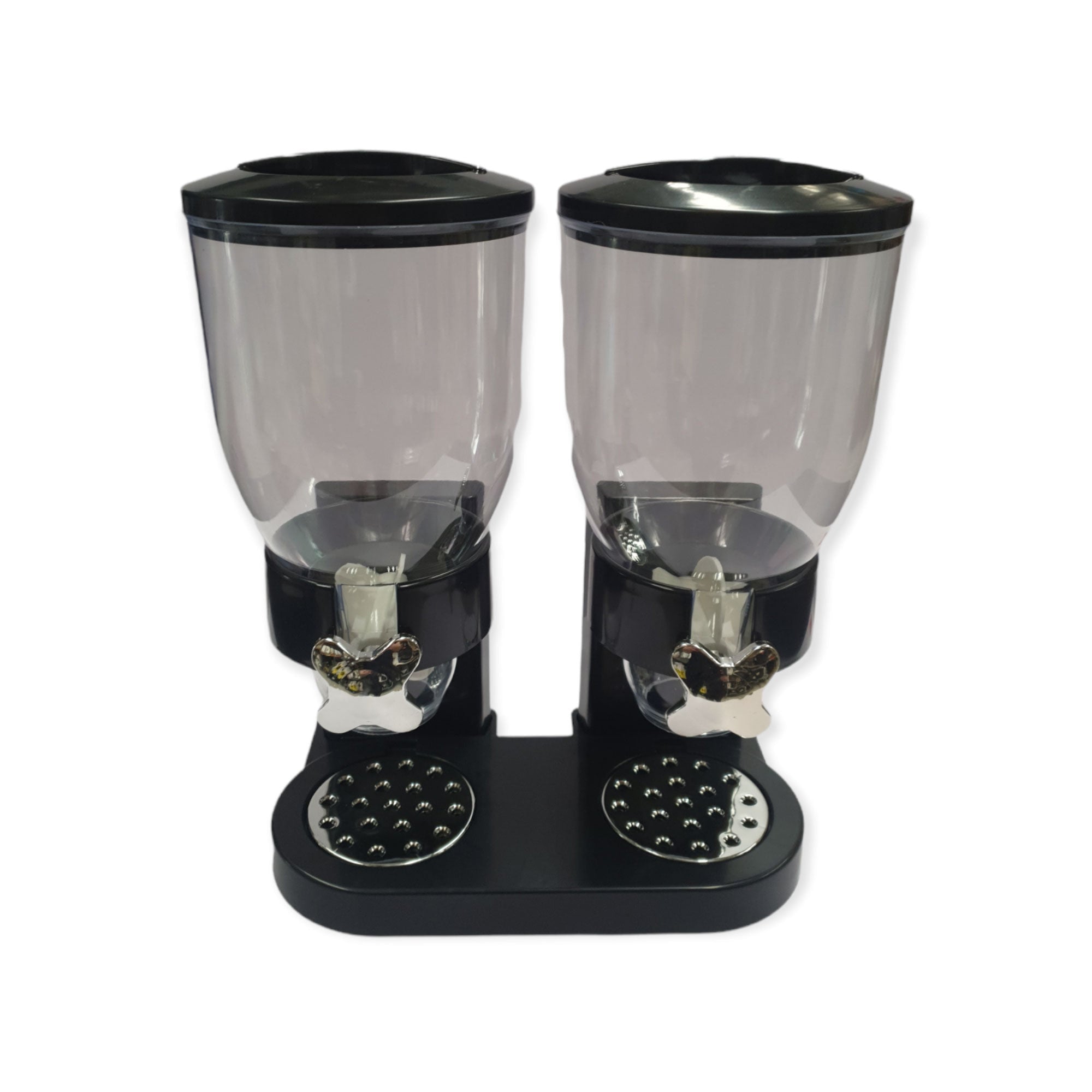 Kitchee 2 X 4L Double Cereal Dispenser Black Round Rice Grains Countertop Storage Food Storage Containers