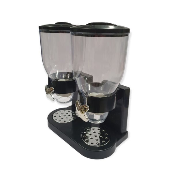 Kitchee 2 X 4L Double Cereal Dispenser Black Round Rice Grains Countertop Storage Food Storage Containers