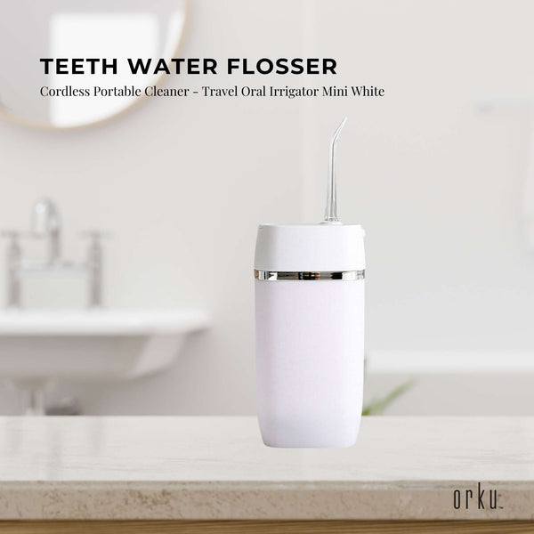 Orku Teeth Water Flosser Rechargeable Cordless Cleaner Travel Oral Irrigator White Air & Water Flossers