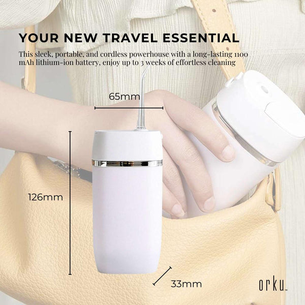 Orku Teeth Water Flosser Rechargeable Cordless Cleaner Travel Oral Irrigator White Air & Water Flossers