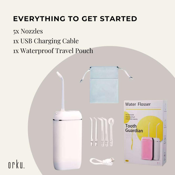 Orku Teeth Water Flosser Rechargeable Cordless Cleaner Travel Oral Irrigator White Air & Water Flossers