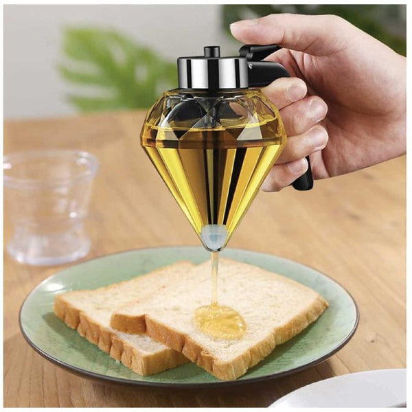 Kitchee 200Ml Oil Honey Dispenser Syrup Sauce Glass Pourer Diamond Pot And Stand Oil & Vinegar Dispensers