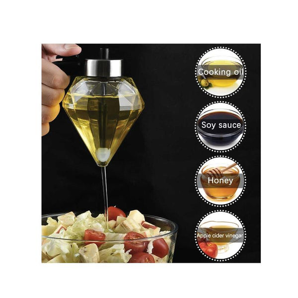 Kitchee 200Ml Oil Honey Dispenser Syrup Sauce Glass Pourer Diamond Pot And Stand Oil & Vinegar Dispensers