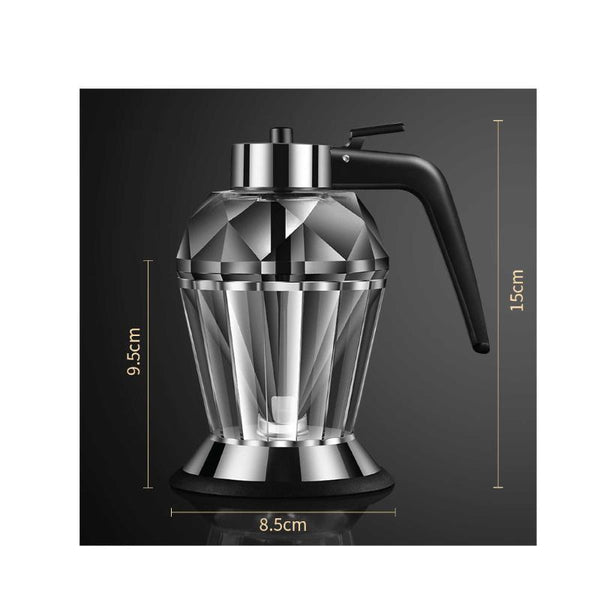 Kitchee 200Ml Oil Honey Dispenser Syrup Sauce Glass Pourer Diamond Pot And Stand Oil & Vinegar Dispensers