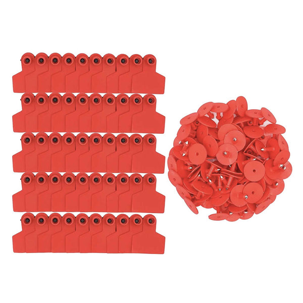 100X Cattle Ear Tags Set 5X4cm Small Red Blank Cow Pig Sheep Livestock Label Livestock Ear Tags