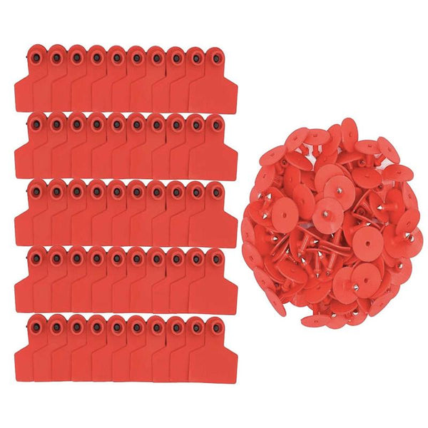 100X Cattle Ear Tags Set 6X7cm Medium Red Blank Cow Pig Sheep Livestock Label Livestock Ear Tags