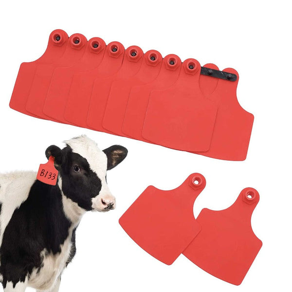 100X Cattle Ear Tags Set 7.5X10cm Xl Red Blank Pig Cow Sheep Livestock Label Livestock Ear Tags