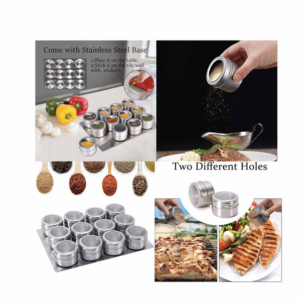 50X 150G Magnetic Spice Jar Stainless Steel Tin Herb Seasoning Storage Container Spice Jars & Racks