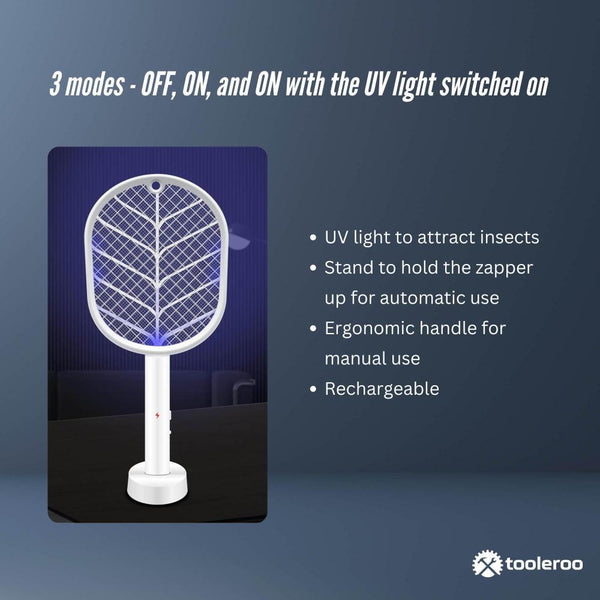 Tooleroo 2 In 1 Rechargeable Mosquito Swatter Electronic Fly Insect Bug Zapper Racket Insect Zappers