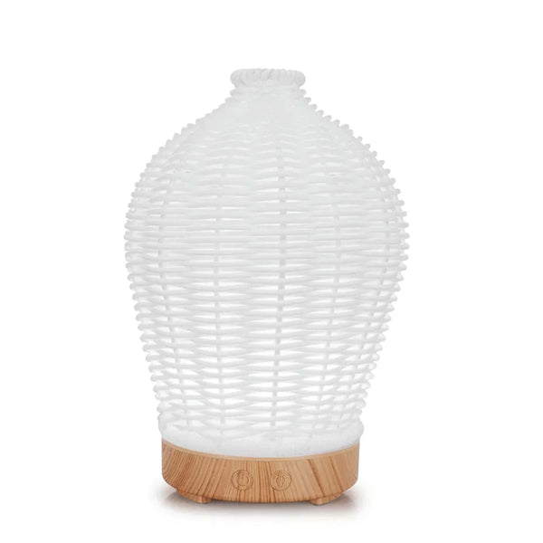 Essential Oil Aroma Diffuser And Remote 100Ml Rattan White Mist Humidifier Diffusers