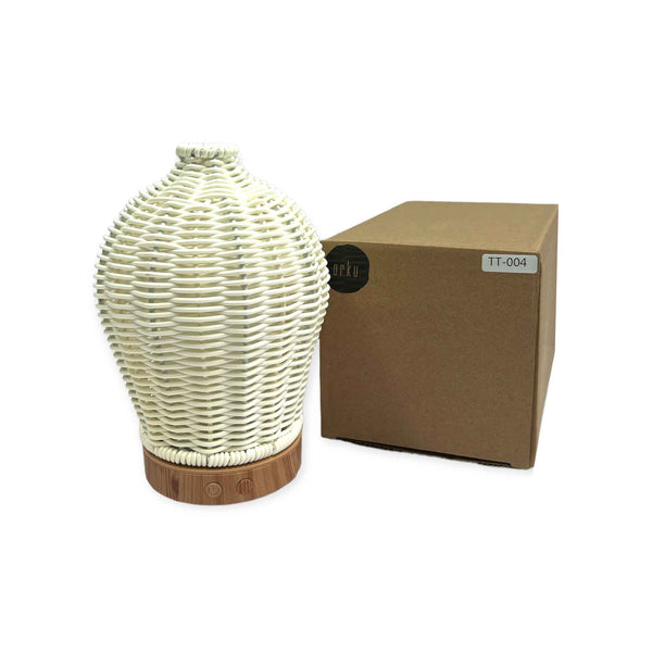 Essential Oil Aroma Diffuser And Remote 100Ml Rattan White Mist Humidifier Diffusers