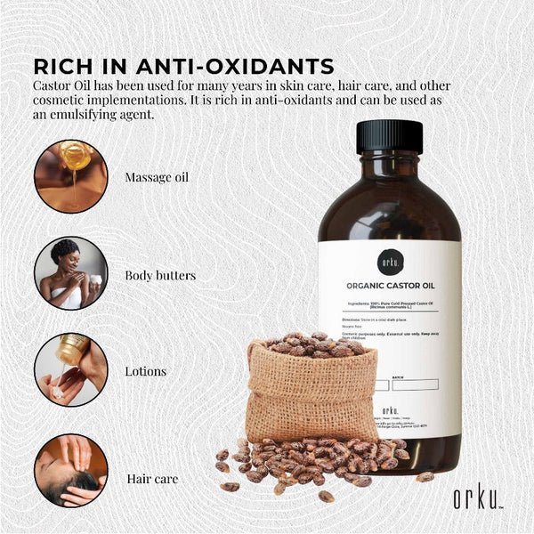 1L Organic Castor Oil Hexane Free Cold Pressed Anti Oxidant Skin Hair Care Sets & Kits