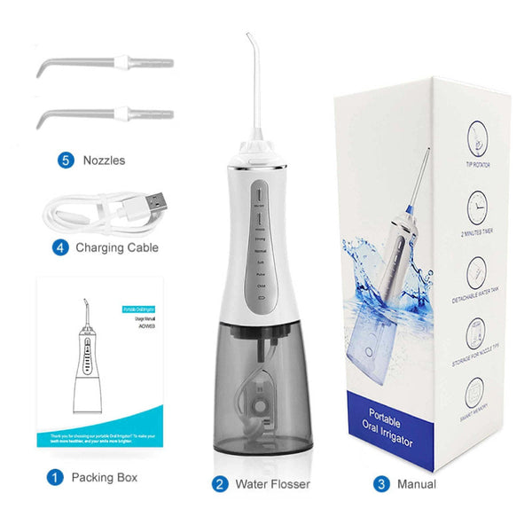 Oral Irrigator 350Ml Rechargeable Water Dental Flosser Teeth Cleaner Air & Water Flossers