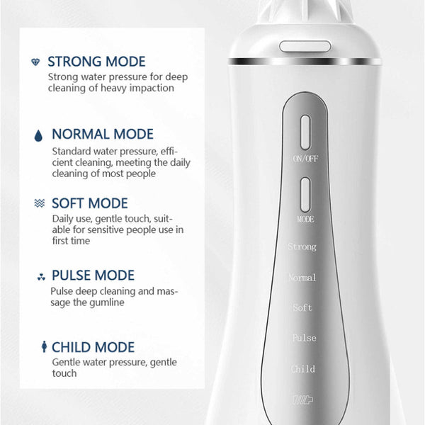 Oral Irrigator 350Ml Rechargeable Water Dental Flosser Teeth Cleaner Air & Water Flossers