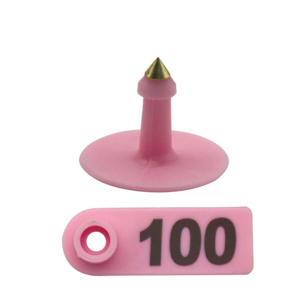 100 Pcs Cattle Number Ear Tag 5X2cm Set Mini Pink Cow Sheep Pig Livestock Label Livestock Ear Tags
