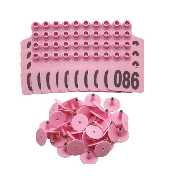 1 100 Cattle Number Ear Tag 6X7cm Set Medium Pink Cow Sheep Livestock Label Livestock Ear Tags