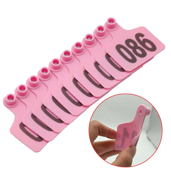 1 100 Cattle Number Ear Tag 6X7cm Set Medium Pink Cow Sheep Livestock Label Livestock Ear Tags