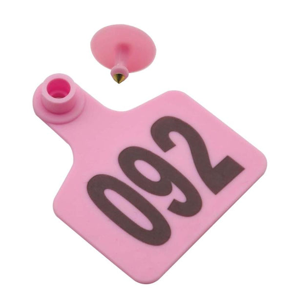 1 100 Cattle Number Ear Tag 6X7cm Set Medium Pink Cow Sheep Livestock Label Livestock Ear Tags