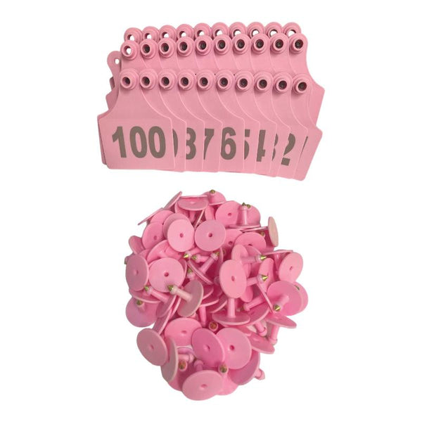 1 100 Cattle Number Ear Tags 7X10cm Set Xl Pink Cow Sheep Livestock Labels Livestock Ear Tags