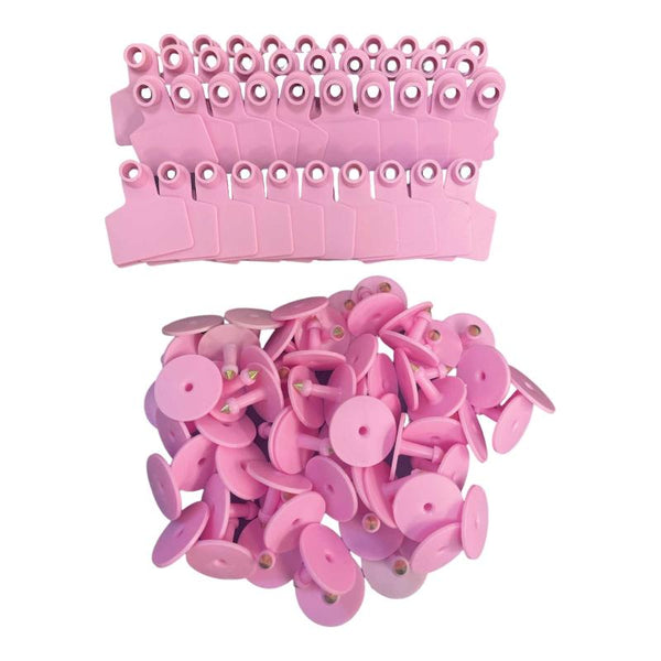 100X Cattle Ear Tags 6X7cm Set Medium Pink Blank Cow Sheep Livestock Label Livestock Ear Tags