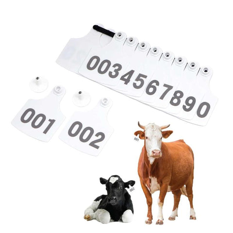 1 100 Cattle Number Ear Tag 6X7cm Set Medium White Cow Sheep Livestock Label Livestock Ear Tags