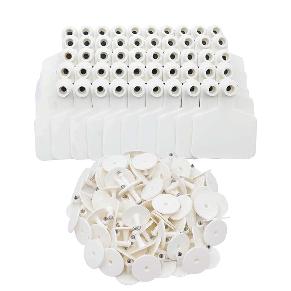 100X Cattle Ear Tags 5X4cm Set Small White Blank Sheep Pig Livestock Label Livestock Ear Tags