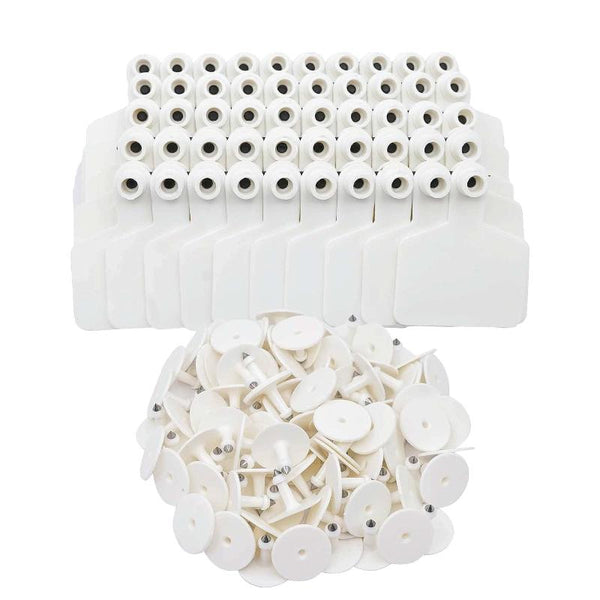 100X Cattle Ear Tags 6X7cm Set Medium White Blank Cow Sheep Livestock Label Livestock Ear Tags