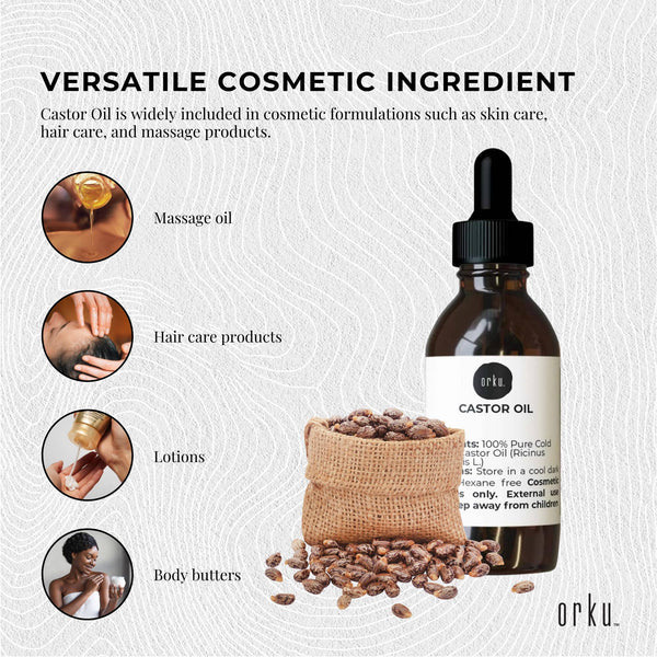 Orku 25Ml Castor Oil + Dropper Hexane Free Cold Pressed Virgin Massage Oils & Lotions