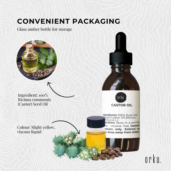 Orku 25Ml Castor Oil + Dropper Hexane Free Cold Pressed Virgin Massage Oils & Lotions