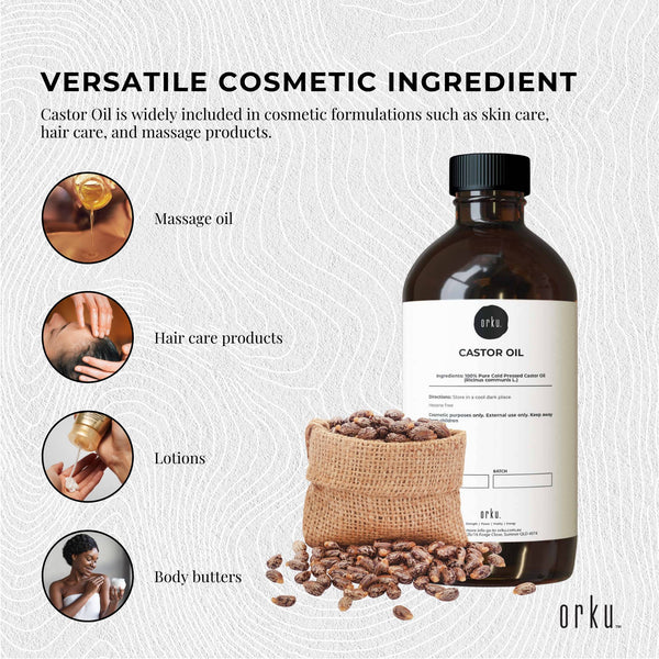 Orku 250Ml Castor Oil Hexane Free Cold Pressed Virgin Massage Oils & Lotions