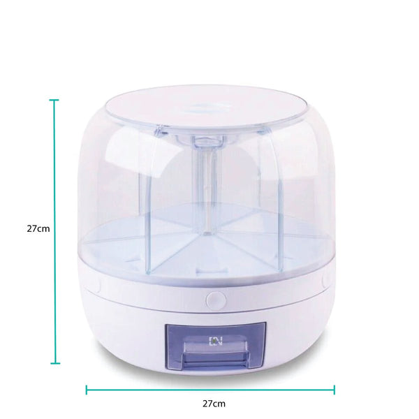 Kitchee 6 Grid Rotating Food Grain Dispenser 7.2L Large Compartment Storage Container Food Storage Containers