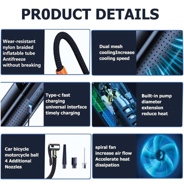 Social Hike Tyre Inflator Rechargeable Car Bike Tire Air Pump Compressor Air Compressors