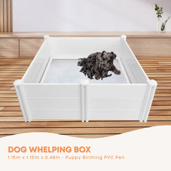 Rooster Farms Pvc Dog Whelping Box 1.15M X 1.15M X 0.48M Puppy Birthing Pen Fences & Pens