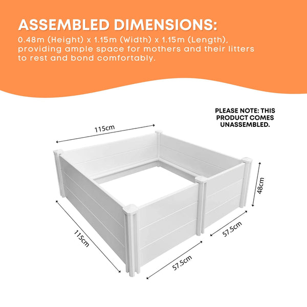 Rooster Farms Pvc Dog Whelping Box 1.15M X 1.15M X 0.48M Puppy Birthing Pen Fences & Pens