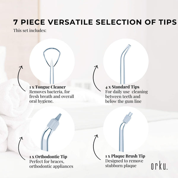 7 Dental Tips Replacement Nozzles For Jet Water Flosser M02 Air & Water Flossers