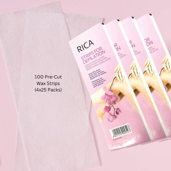 Ellie & Ruby Waxing Kit Digital Warmer + 100G Cartridge 100X Pre Cut Strips Pack Waxing Supplies