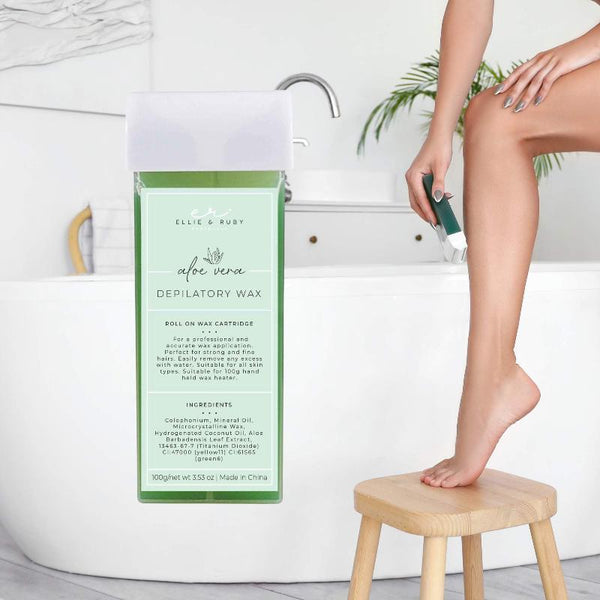 Ellie & Ruby Waxing Kit Digital Warmer + 100G Cartridge 100X Pre Cut Strips Pack Waxing Supplies