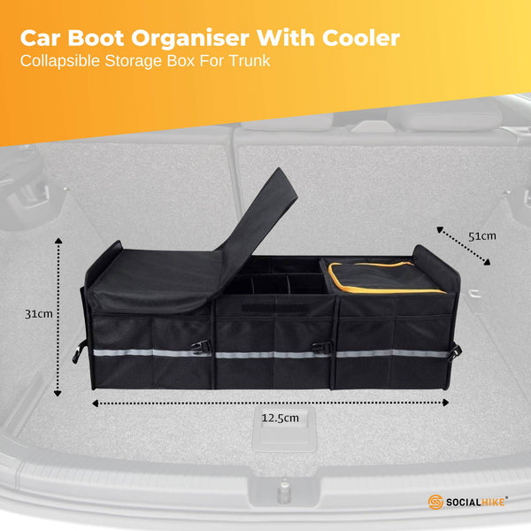 Car Boot Organiser Collapsible Storage Box With Cooler For Home And Garden Car Organisers