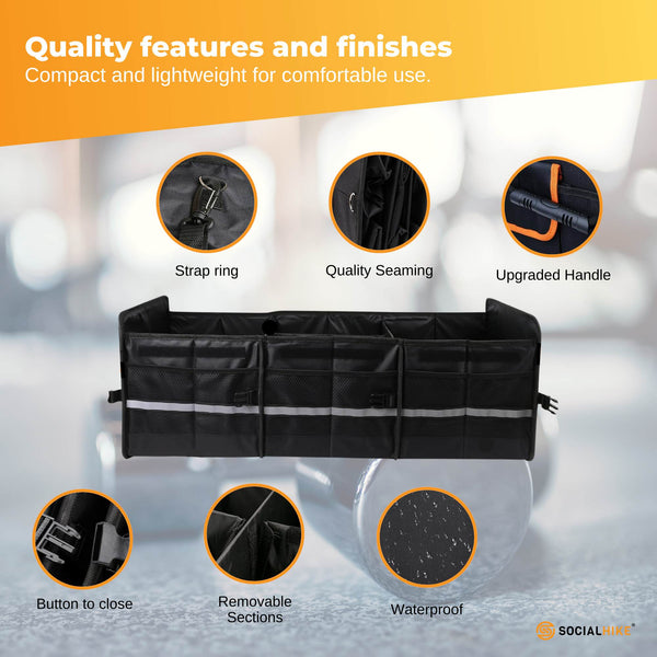 Car Boot Organiser Collapsible Storage Box With Cooler For Home And Garden Car Organisers