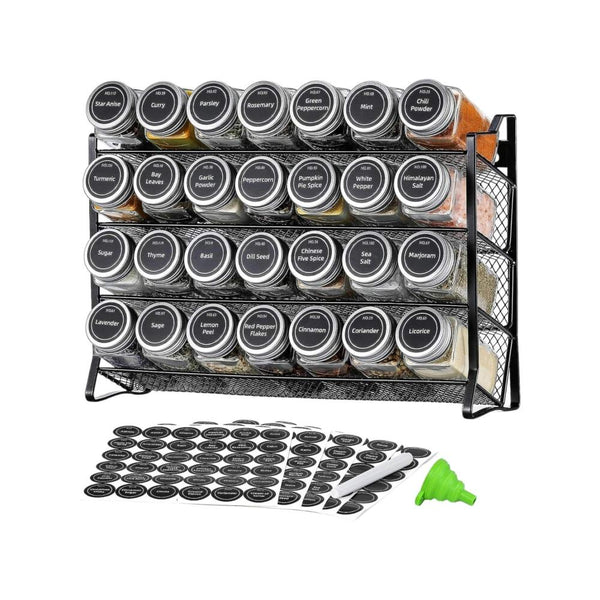 Kitchee 4 Tier Metal Spice Rack Kitchen Pantry Herb Storage Organiser Spice Jars & Racks