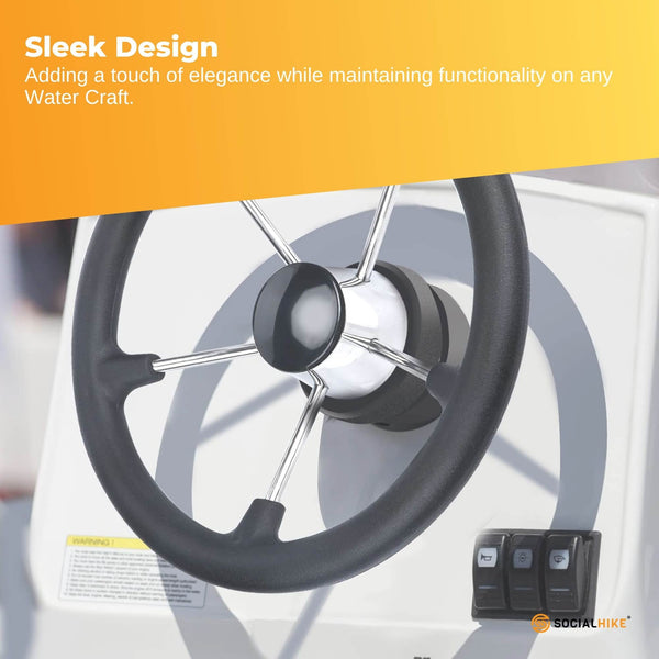 Social Hike 13.5" Boat Steering Wheel With Grip Cover Stainless Steel 3/4" Spoke Knob Other Water Sports Equipment