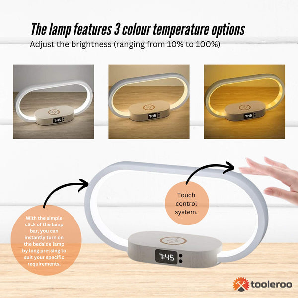 Wireless Phone Charger Table Lamp Usb Port Charging Bedside Light With Clock Lamps