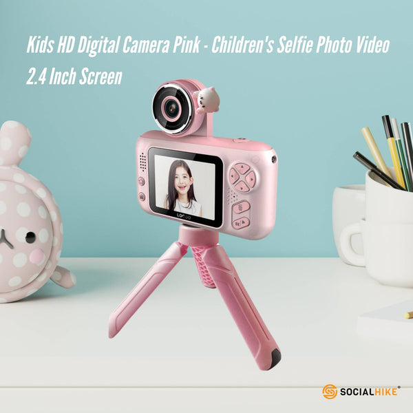 Kids Hd Digital Camera Pink Children's Selfie Photo Video 2.4 Inch Screen Digital Cameras