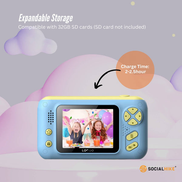 Kids Hd Digital Camera Blue Children's Selfie Photo Video 2.4 Inch Screen Digital Cameras