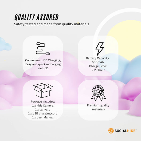 Kids Hd Digital Camera Blue Children's Selfie Photo Video 2.4 Inch Screen Digital Cameras