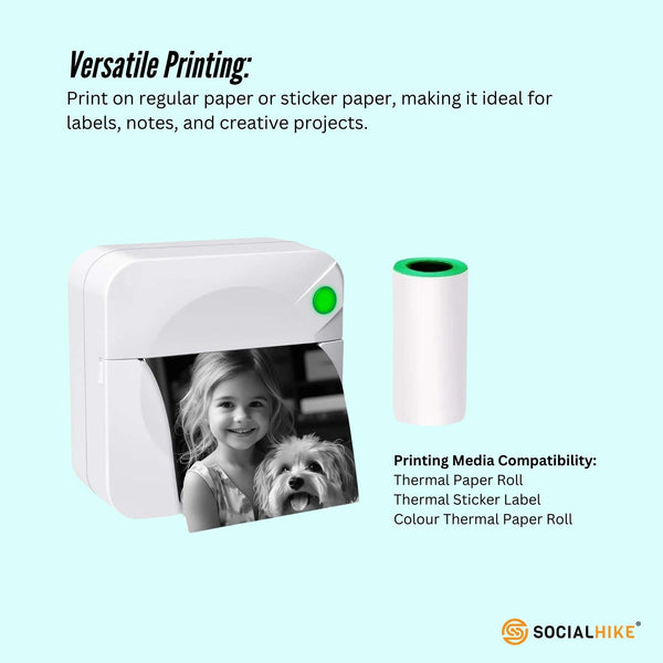 Portable Mini Printer White Inkless Bluetooth Phone Pocket Thermal Printing Printers