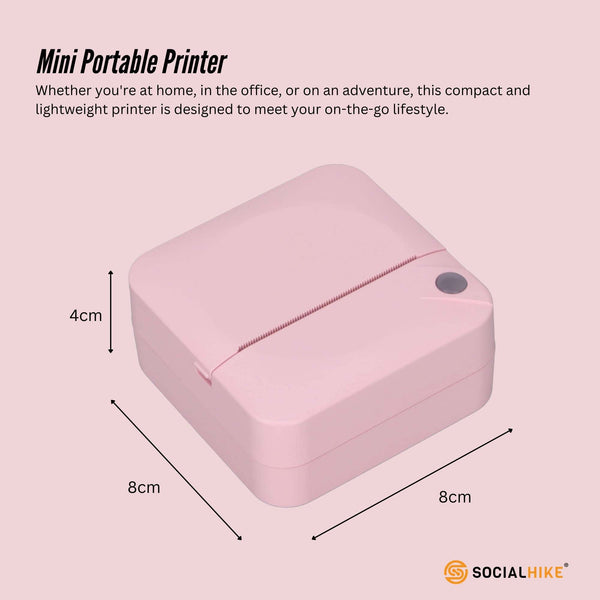 Portable Mini Printer Pink Inkless Bluetooth Phone Pocket Thermal Printing Printers